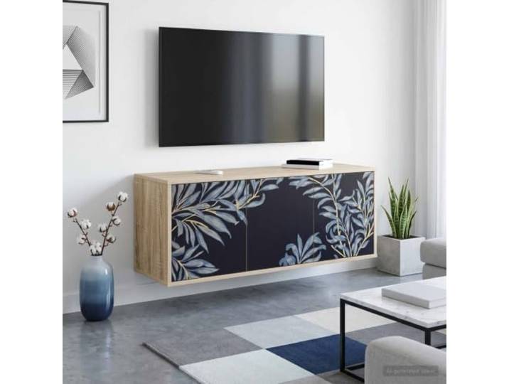 Wandmontierter TV-Schrank 102 x 33 x 40 cm Sonoma-Eiche Holzwerkstoff Schwebendes Design, viel Stauraum, dekoratives Muster, einfache Reinigung, Wandmontage spart Bodenfläche