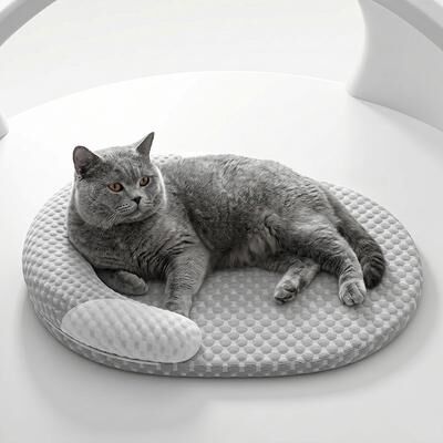 Fusion Finds Cooling Dog Bed With Ice Silk Fabric Breathable Washable Pet Cooling Mat For Cats & Dogs light Grey m