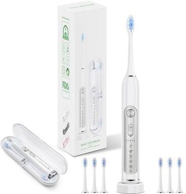 Uplift Essentials Rechargeable High Performance Sonic Electric Toothbrush For Adults And Kids white