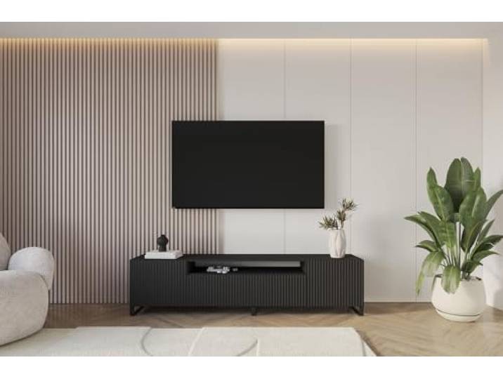 ALTDECOR TV-Schrank Fernsehtisch - NOA-2-S - 200x53x41 - Schwarz Lowboard TV Möbel TV Cabinet Fernsehschrank für das Wohnzimmer TV Kommode TV Tisch TV Sideboard TV Board