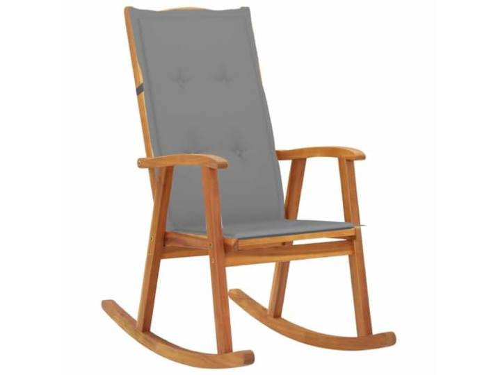 HPUYRFG Schaukelstuhl mit Auflagen Massivholz Akazie Vintage 100% Polyester Auflage, wasserdicht behandelt, Gummiband und Bänder zur Befestigung, hohe Rückenlehne, 110 kg Belastbarkeit