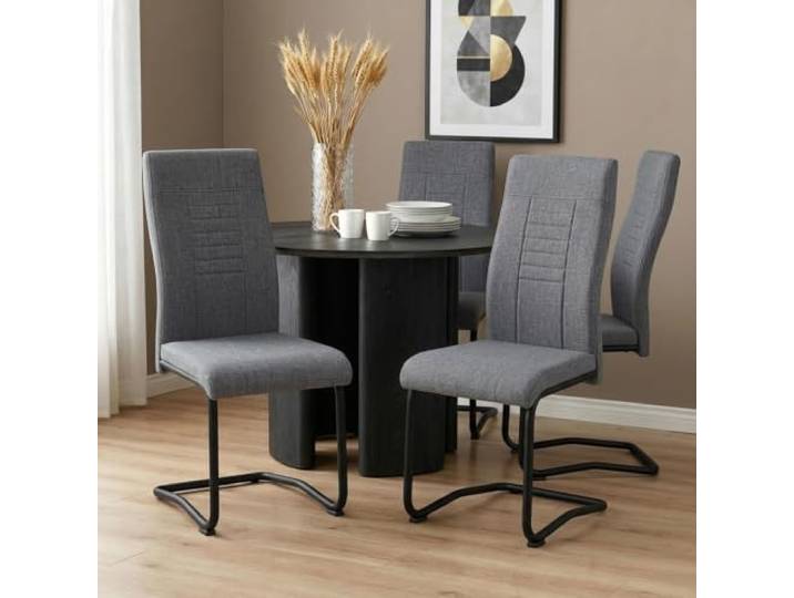 CARO-Möbel Esszimmerstuhl ALBA grau 4er-Set, mit Schwinggestell aus Metall, Sitzschale gepolstert und mit Stoff bezogen, Schwingstuhl gepolstert