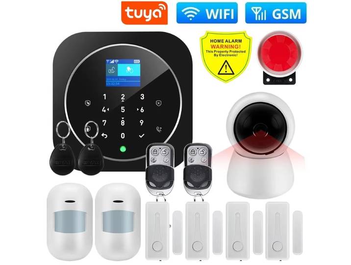 Kits de système d'alarme WiFi GSM Tuya pour la sécurité anti-cambriolage à domicile 433MHz WiFi GSM alarme sans fil Tuya Smart Life App contrôle