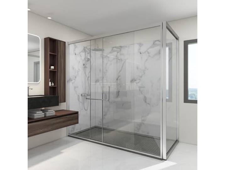 [neu.haus] Duschrückwandset Bladel 16er Set 120x60 cm Wandverkleidung Wanddeko wasserfest Badrückwand Duschrückwand Dekorwand 3 mm Bad Dusche WC Küche White Marble