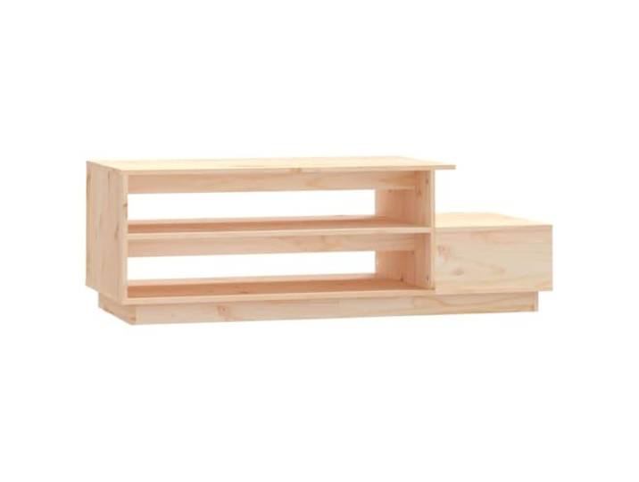 Favemtsl Couchtisch 120x50x40,5 cm Massivholz Kiefer mit Schublade Stilvoller Beistelltisch aus unbehandeltem Kiefern-Massivholz mit 2 offenen Fächern für Wohnzimmer und Loungebereich.