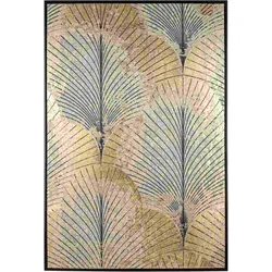 Bild Fan MDF-Holz und Gewebe, modern, Gold und Schwarz, Hochformat 82x122 cm, Indoor