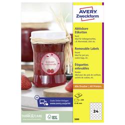 Avery-Zweckform 5080 Universal-Etiketten Ø 40 mm Papier Weiß 1 Set Wiederablösbar Tintenstrahldrucker, Laserdrucker, Farblaserdrucker