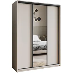 SCHWEBETÜRENSCHRANK TAVI 150/205/60 cm 3-türig mit Spiegel Kaschmir