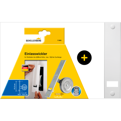 Einlass-Gurtwickler SCHELLENBERG "Unterputz, inkl. Abdeckplatte weiß", weiß, 1 Stk., Gurtwickler, 21,5 cm Lochabstand für das Rollladensystem Maxi