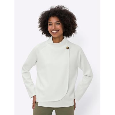Sweatshirt HEINE, Damen, Gr. 44, beige (ecru), 50% Modal, 44% Polyester, 6% Elasthan, unifarben, Rundhals, Sweatshirts Sweatshirt