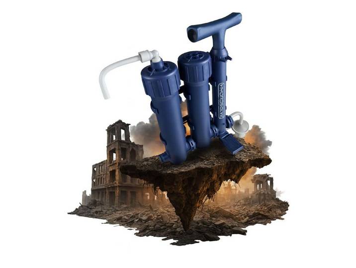 AORA Wasserfilter HYDROSOLVE Outdoor-Wasserfilter mit Handpumpe für Camping & Notfall, stromlos, filtert 99,999 % Bakterien, für Notfall & Survival