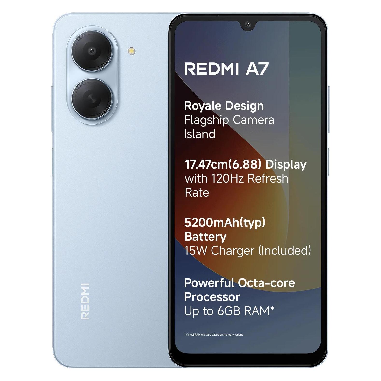 Xiaomi Redmi A7 (6.88" - 64 Go, 3 Go RAM) Bleu (64 GB, Bleu, Hellblau, Light Blue, Sky Blue, 6.88", Dual SIM, 4G) (6932554427566)