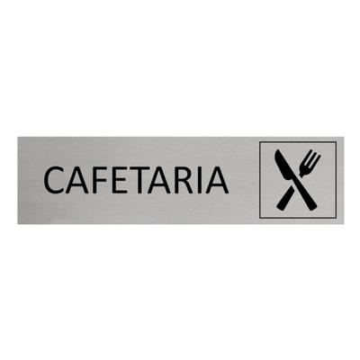 CombiCraft Aluminium Türschild Cafetaria 165x45mm mit 3M-Tape zur Befestigung, einfache Kennzeichnung von Räumen und Bereichen