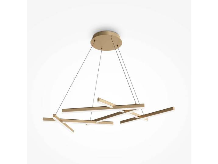 Suspension LED\, métal\, acrylique\, or mat\, H 120 cm