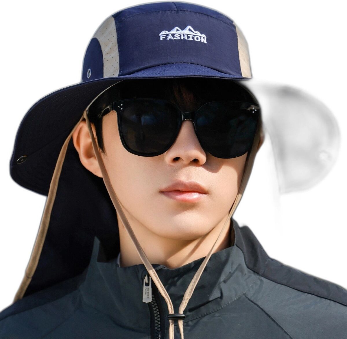 INF Outdoor-Kletter-Sonnenhut mit breiter Krempe – UV-Schutz, Polyester-Baumwolle, atmungsaktiv und leicht Navy blau