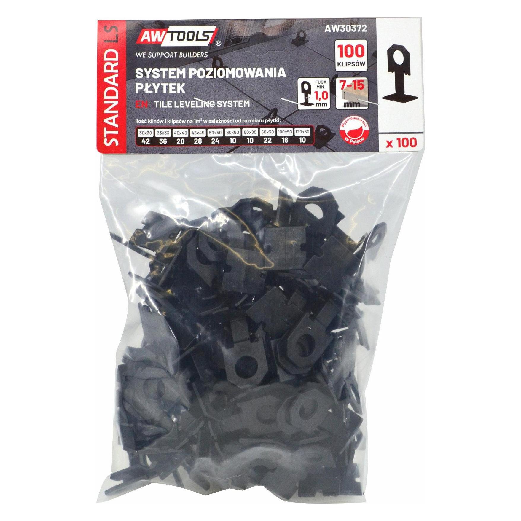Awtools SYSTEM POZIOMOWANIA PŁYTEK STANDARD 1,0mm - 7-5mm - KLIPS 100szt. (Keil) (AW30372)