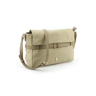 Schultertasche U.S. POLO ASSN. "HOUSTON FLAP CROSSBODY BAG. Damen", Damen, Gr. B/H/T: 11cm x 20cm x 11cm onesize, beige, Polyester, Polyurethan, Taschen Schultertasche, Schultertasche Damen, kleine Handtasche, Fashion, Lifestyle, Sale