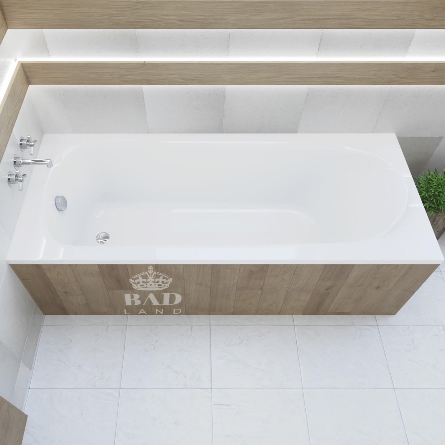 BADLAND Badewanne Rechteck Medium 160x75 mit Ablaufgarnitur, Füßen und Wannenträger GRATIS