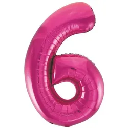 Folienballon Zahl 6 pink