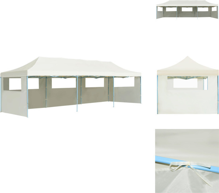 vidaXL Faltzelt Partyzelt Pop-Up mit 5 Seitenwänden 3 x 9 m Creme - Pavillons & Partyzelte