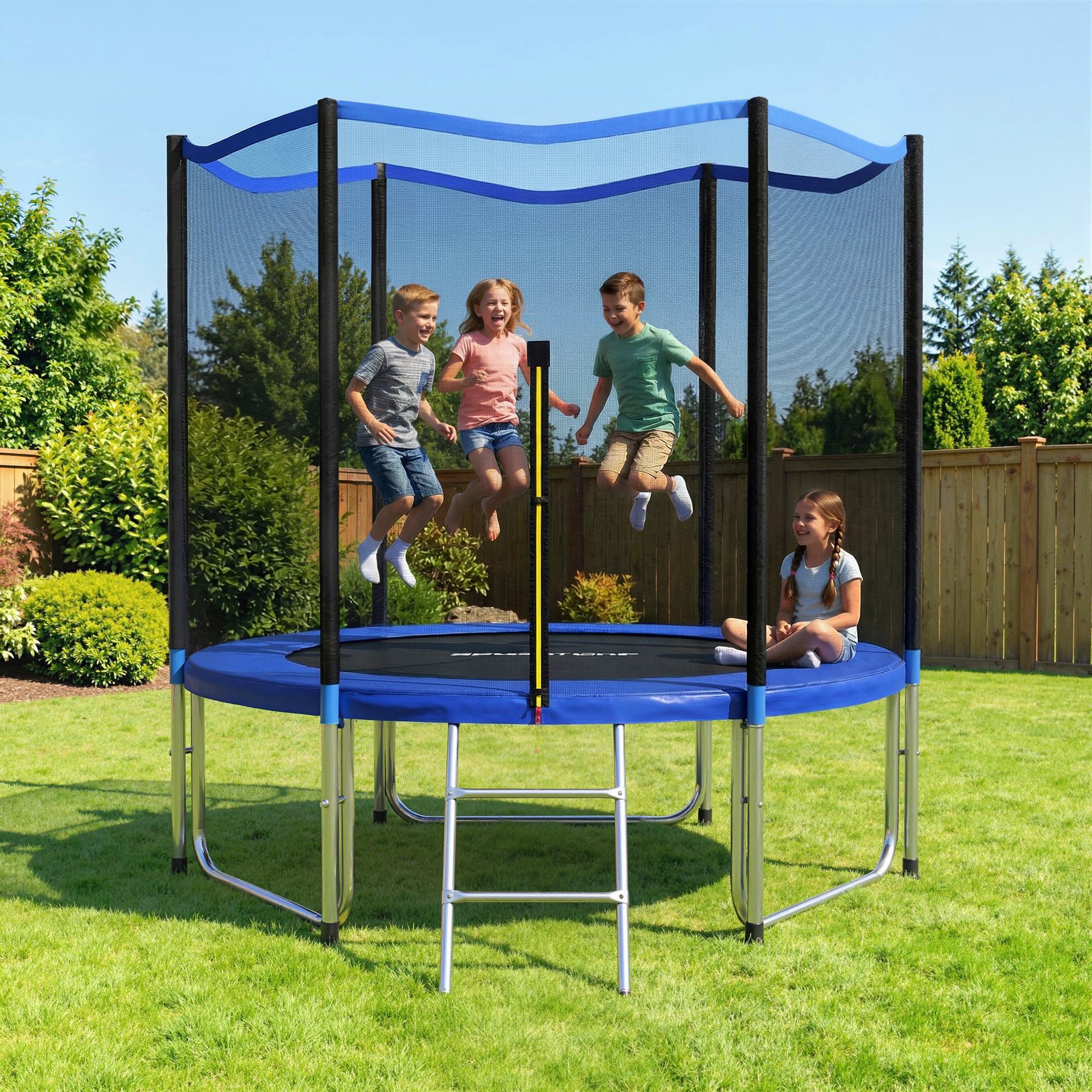 Sportnow Trampolino 305 cm con rete di protezione e scaletta per esterni.   Aosom Italy