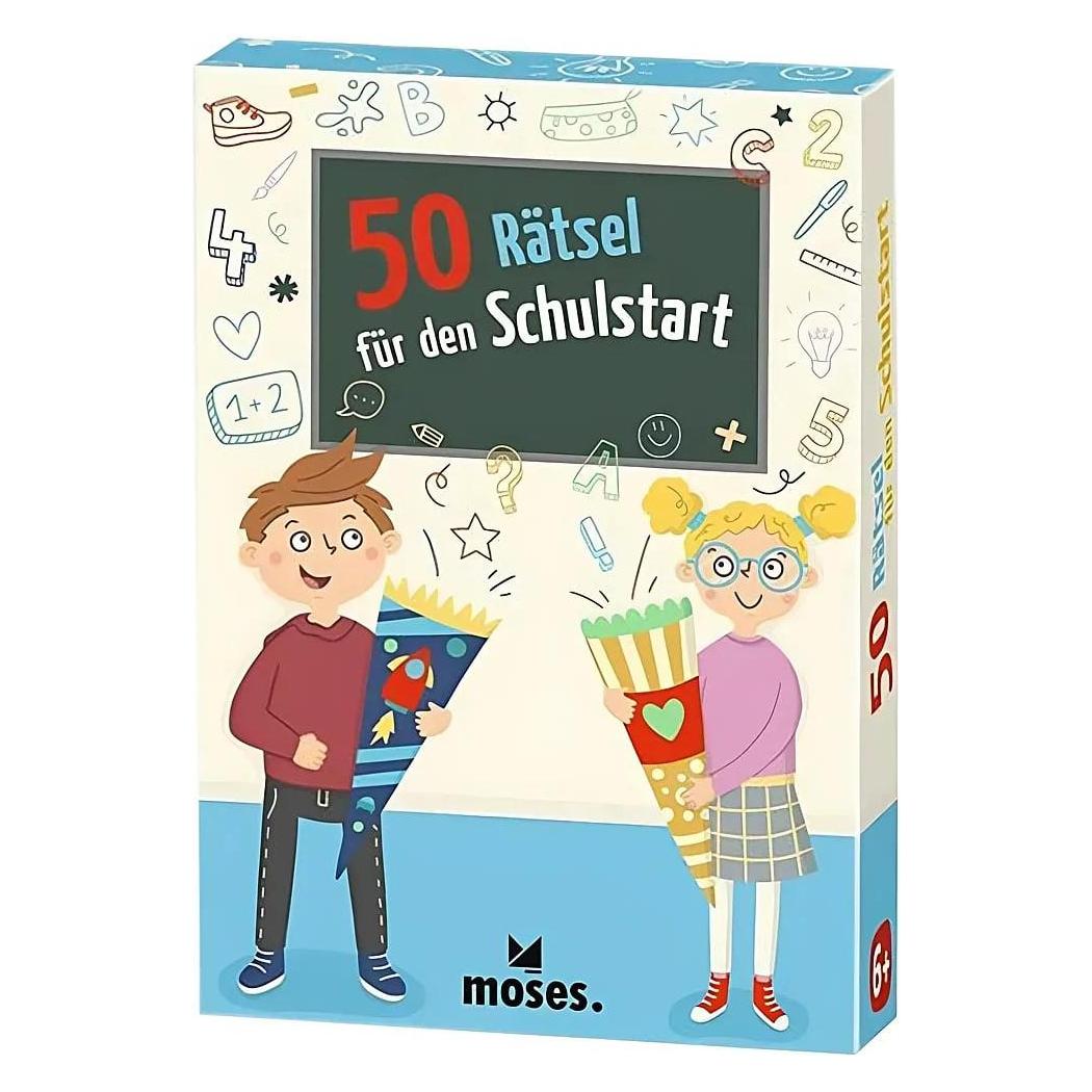 Moses MOS30248 - 50 Rätsel für den Schulstart, Kartenspiel, 1+ Spieler, ab 6 Jahren (DE-Ausgabe) (Deutsch, 1 - 10 Spieler) (MOS30248)