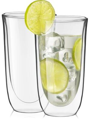JoyJolt Spike Double Wall Glasses, 13.5 Ounce Cocktail Drinkware Glass set of 2