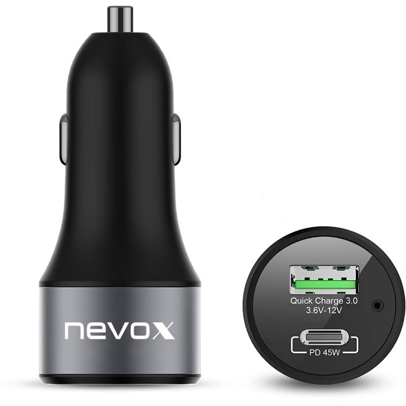 Nevox PD KFZ-Ladegerät USB-C + USB QC3.0 (63W) schwarz