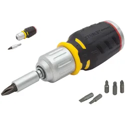 STANLEY FATMAX Bit-Schraubendreher kurz mit Ratsche 6 Bits: 5mm 6,5mm PH1, PH2, PZ1, PZ2 - FMHT0-62688