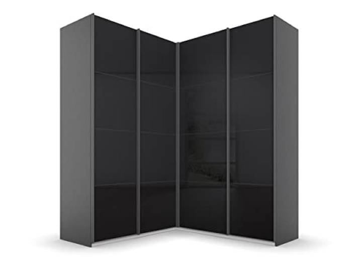 Rauch Möbel QUADRA, Eckschrank, Glas Basalt/Grau metallic, Breite 181 cm