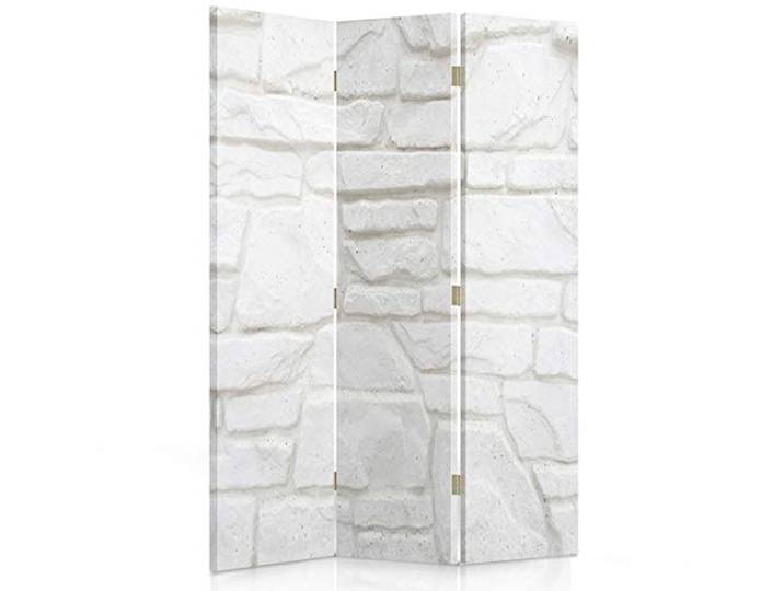 Feeby Paravent Stein Ziegel Architektur 110x150 cm 3 Teilig Modern Design einseitig Raumteiler Wandschirme Foto Trennwand Raumtrenner Sichtschutz Spanische Wand auf Leinwand Bedruckt Wand Weiß