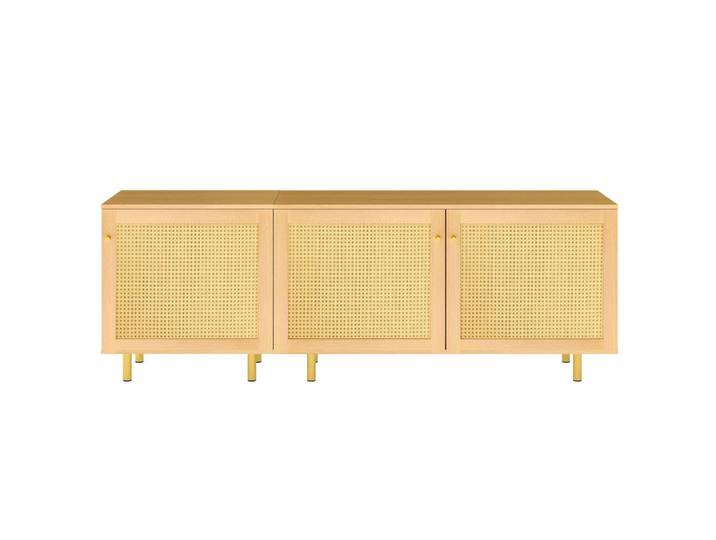 Stilvora Sideboard in Naturfarben Aufbewahrungsschrank aus Korbgeflecht für Wohnzimmer, B180/T40/H63cm, Metall, Rechteckig,Rechteckig, Rundrohr, 180x63x40 cm, Kleinmöbel, Kommoden, Sideboards