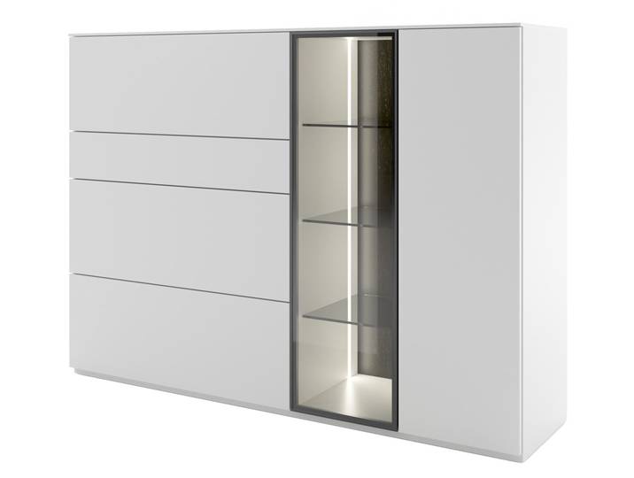 WK-Wohnen Highboardkombination 420 VIVA, grau, Holzfurnier