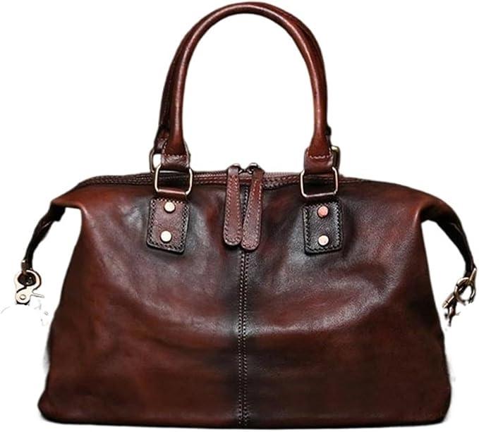 Leder Reisetasche Vintage Reisetasche aus echtem Leder for Männer, weiches Rindsleder, Uni-Reisetasche, große Umhängetasche, Reisetasche for Männer(Coffee)