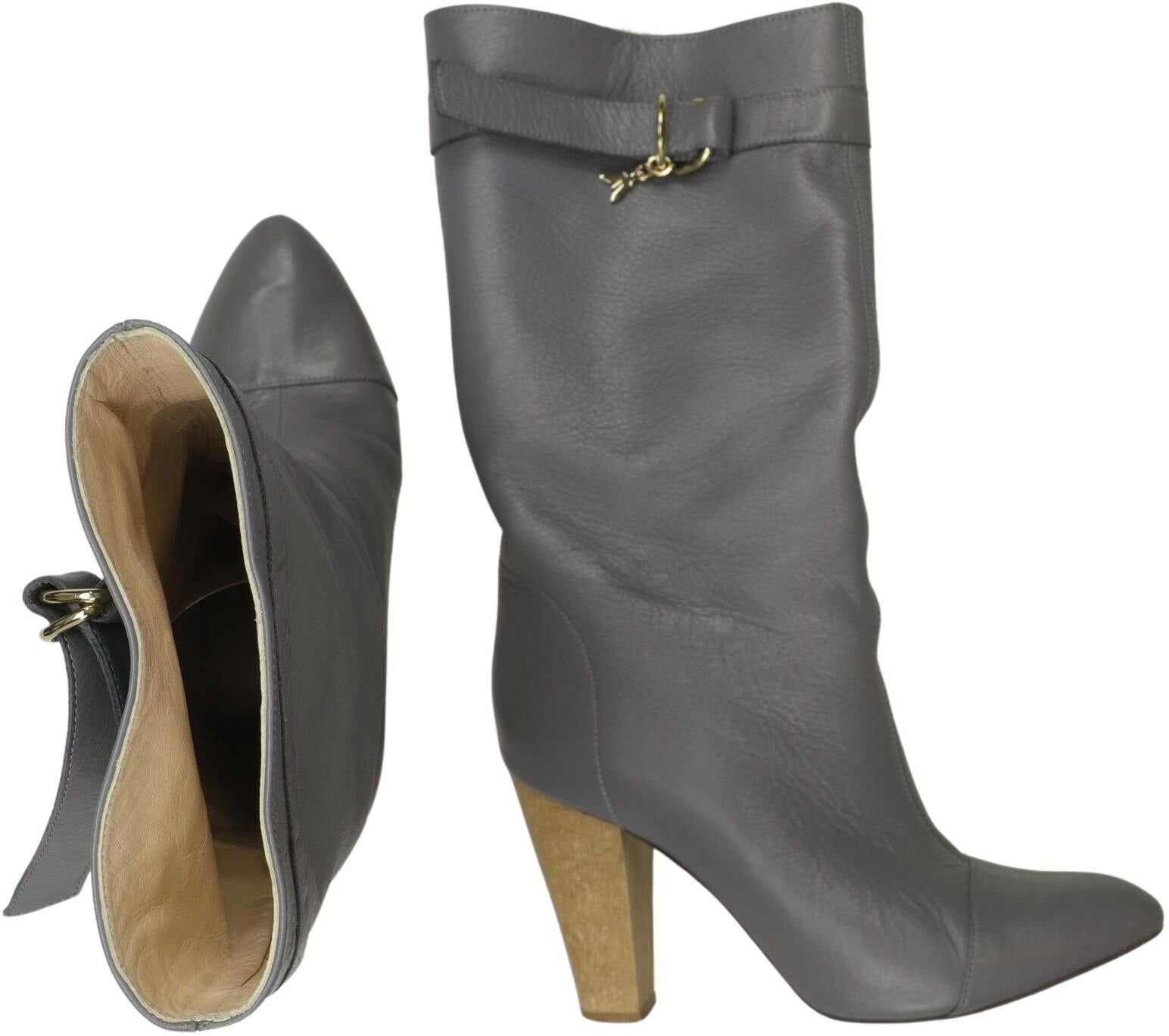Patrizia Pepe Damen Stiefel, Grau, Gr. EU 38.5, Leder - Second Hand