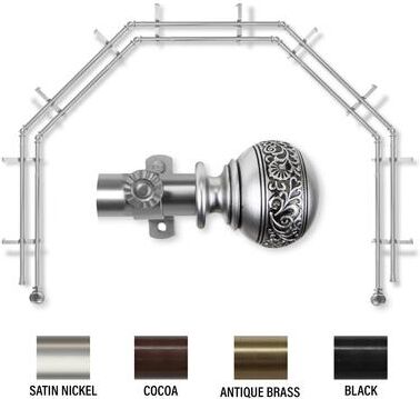 "InStyleDesign Nadine 13/16"" 5-Sided Double Bay Window Curtain Rod"