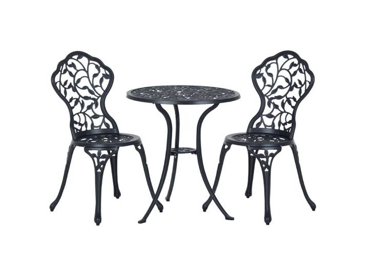 Ensemble de bistrot 3 pièces - Outsunny - 2 chaises et 1 table ronde - style antique - pour jardin terrasse balcon - noir