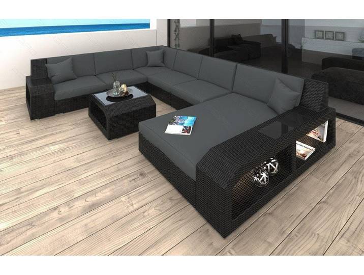 XXL Wohnlandschaft Rattan Matera U-Form aus Stoff