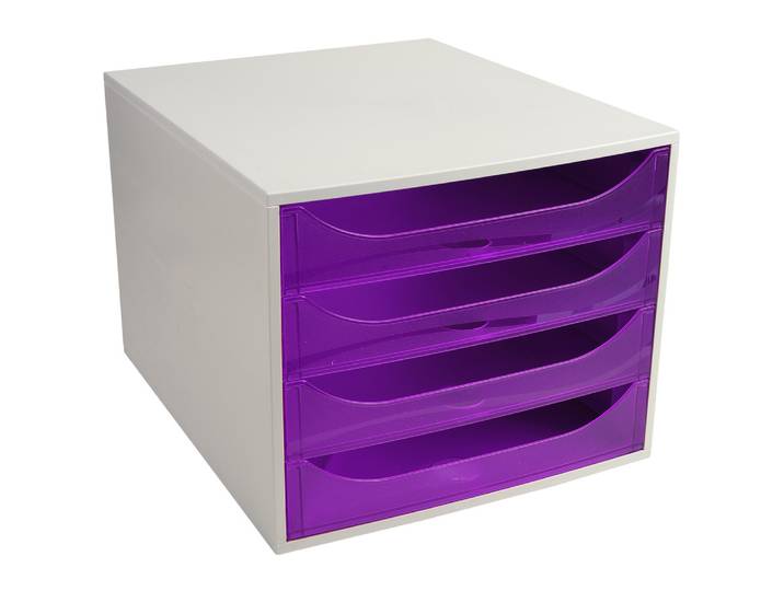 EXACOMPTA Module de classement Ecobox Linicolor 4 tiroirs - Violet