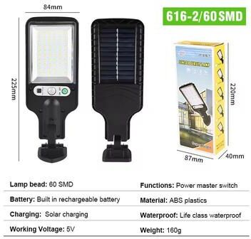 Inspired Living SolarPro Outdoor Motion Sensor LED Street Light Waterproof Solar Street Light With 3 Lighting Modes 60smd 2pcs