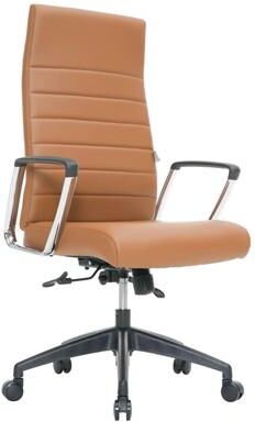 LeisureMod Hilton Modern High Back Ergonomic Leather Office Chair with Adjustable Height, Swivel, and Tilt for Conference or Executive Desk