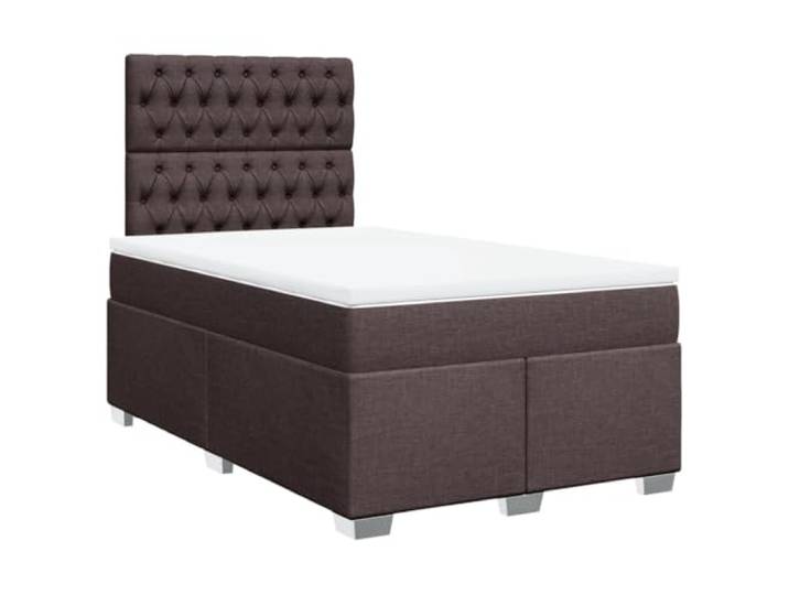KKgypkn Boxspringbett 120x200 cm mit Taschenfederkernmatratze, höhenverstellbares Kopfteil, dunkelbrauner Stoffbezug, inklusive Lattenrost