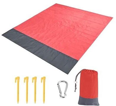 Uplifted Goods Waterproof Pocket Beach And Picnic Mat red Black 200cm X 140cm