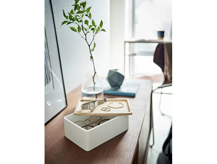 Boîte de rangement 19 x 7 x 13cm Blanc/Blanc