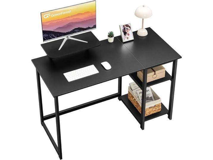 Bureau d'Ordinateur Gaming 100x50cm avec Support Moniteur Intégré - Noir