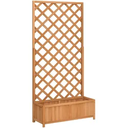 Helloshop26 - Hochbeet für Pflanzen und Blumen Terrasse/Garten mit Rankgitter massives braunes Tannenholz 02_0038327