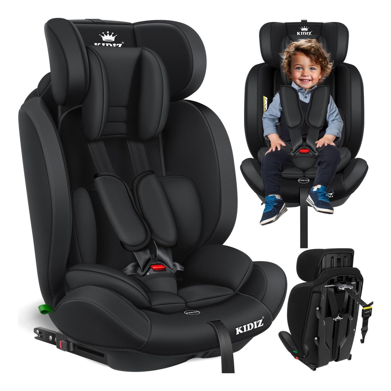 KIDIZ® Autokindersitz Premium Kinderautositz Gruppe 1+2+3, 9-36 kg 5-Punkt-Sicherheitsgurt, Autositz, Kindersitz, Einstellbare Kopfstütze, Mitwachsende Sitzerhöhung 1-12 Jahre, Stabil und Sicher
