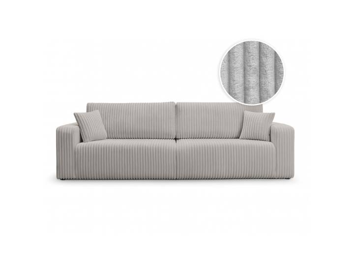 ALYA - canapé droit 3places convertible gros velours cotelé gris cla
