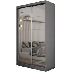 SCHWEBETÜRENSCHRANK FIORELLA 120/216/61 cm 2-türig mit Spiegel Grau