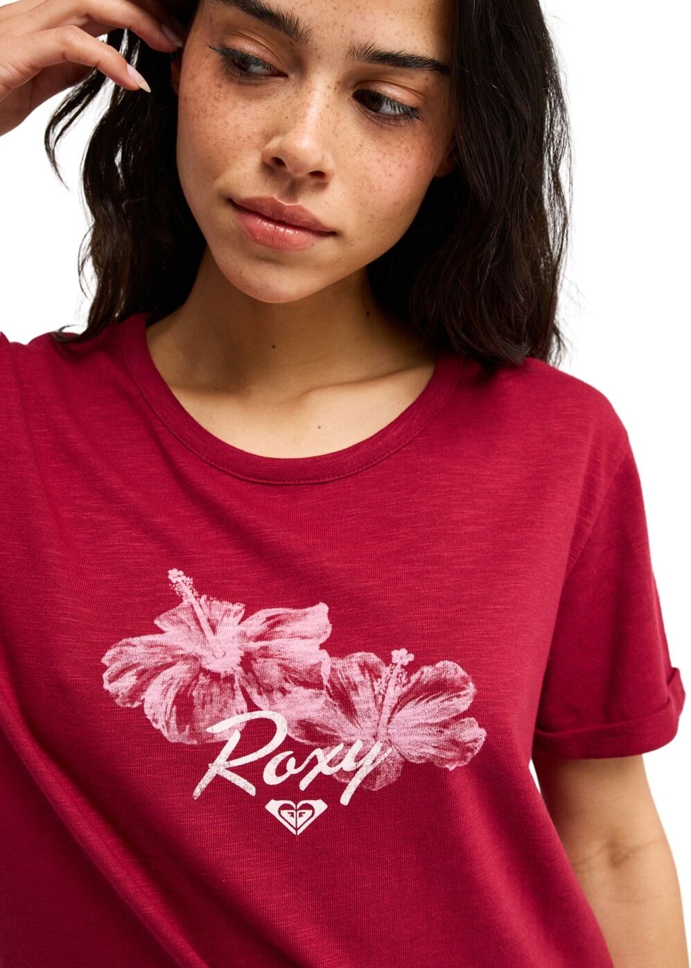 T-Shirt ROXY "Oceanwave Regular Slub", Damen, Gr. M, beet rot, Obermaterial: 60% Baumwolle, 40% Polyester., Shirts T-Shirt beet rot M